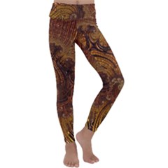 Copper Caramel Swirls Abstract Art Kids  Lightweight Velour Classic Yoga Leggings