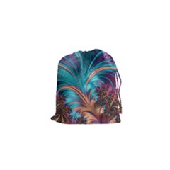 Feather Fractal Artistic Design Drawstring Pouch (xs) by Pakrebo