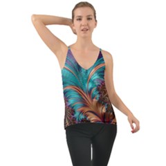 Feather Fractal Artistic Design Chiffon Cami by Pakrebo