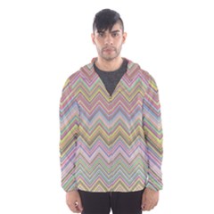 Chevron Colorful Background Vintage Hooded Windbreaker (men) by Pakrebo