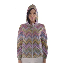 Chevron Colorful Background Vintage Hooded Windbreaker (women) by Pakrebo