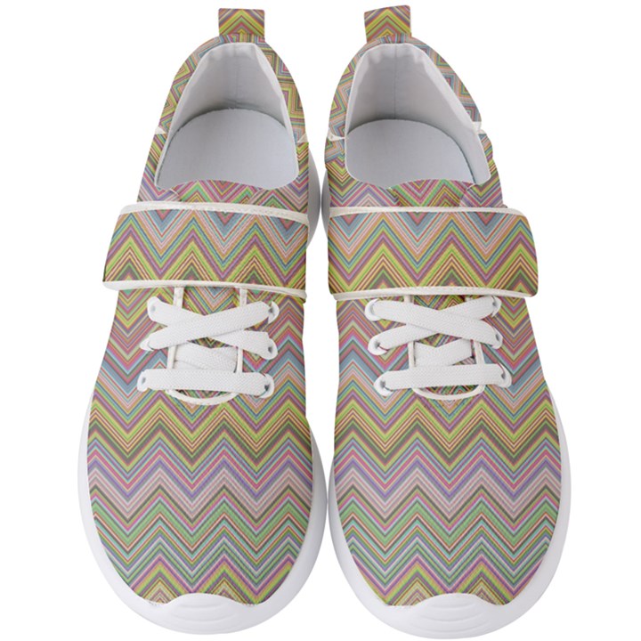 Chevron Colorful Background Vintage Men s Velcro Strap Shoes