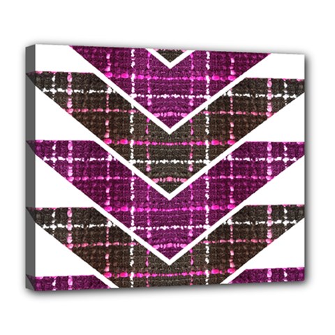 Fabric Tweed Purple Brown Pink Deluxe Canvas 24  X 20  (stretched) by Pakrebo