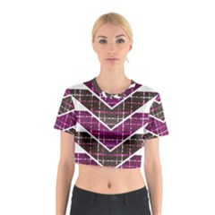 Fabric Tweed Purple Brown Pink Cotton Crop Top by Pakrebo