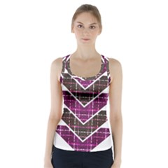 Fabric Tweed Purple Brown Pink Racer Back Sports Top by Pakrebo