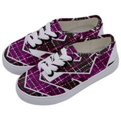 Fabric Tweed Purple Brown Pink Kids  Classic Low Top Sneakers by Pakrebo