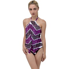 Fabric Tweed Purple Brown Pink Go With The Flow One Piece Swimsuit by Pakrebo