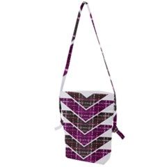 Fabric Tweed Purple Brown Pink Folding Shoulder Bag