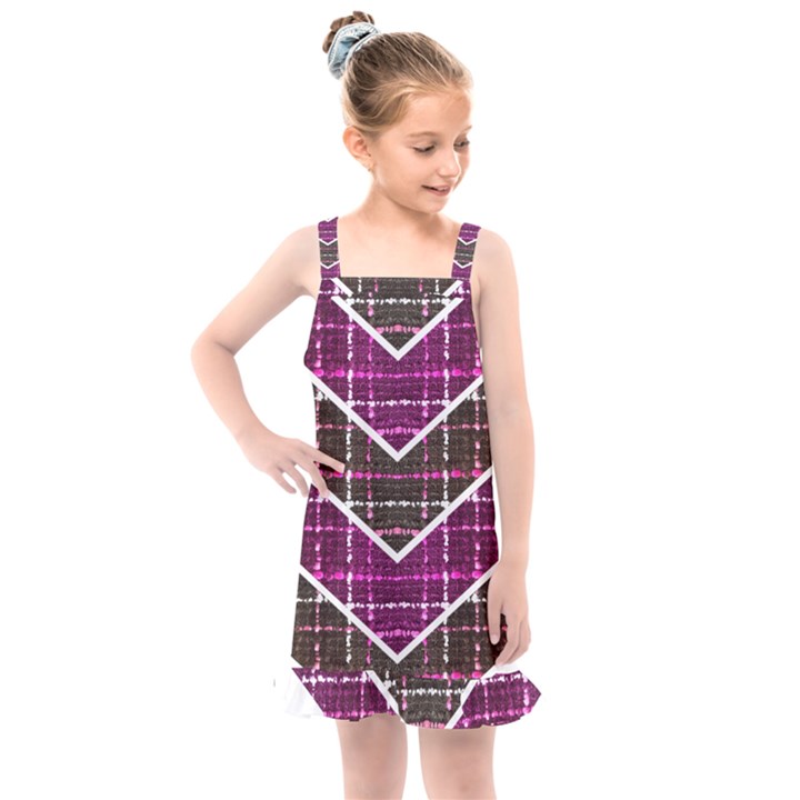 Fabric Tweed Purple Brown Pink Kids  Overall Dress