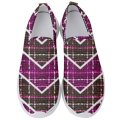 Fabric Tweed Purple Brown Pink Men s Slip On Sneakers