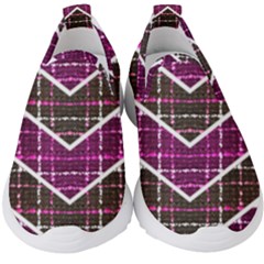 Fabric Tweed Purple Brown Pink Kids  Slip On Sneakers