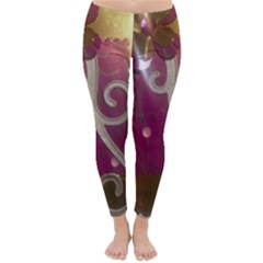 Purple Flower With Shine Classic Winter Leggings by DeneWestUK