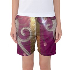 Purple Flower With Shine Women s Basketball Shorts by DeneWestUK