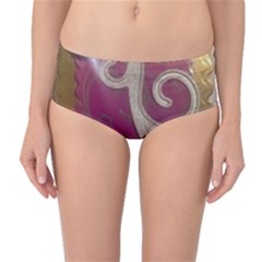 Purple Flower With Shine Mid-waist Bikini Bottoms by DeneWestUK