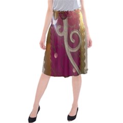 Purple Flower With Shine Midi Beach Skirt by DeneWestUK