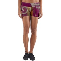 Purple Flower With Shine Yoga Shorts by DeneWestUK