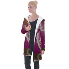 Purple Flower With Shine Longline Hooded Cardigan