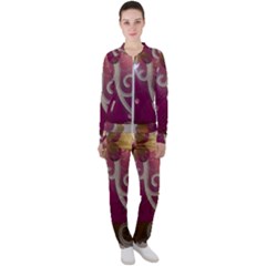 Purple Flower With Shine Casual Jacket And Pants Set