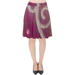 Purple Flower With Shine Velvet High Waist Skirt by DeneWestUK