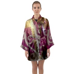 Purple Flower With Shine Long Sleeve Kimono Robe by DeneWestUK