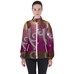 Purple Flower With Shine High Neck Windbreaker (women)