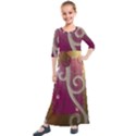 Purple Flower with Shine Kids  Quarter Sleeve Maxi Dress View1