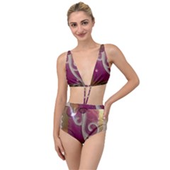 Purple Flower With Shine Tied Up Two Piece Swimsuit by DeneWestUK