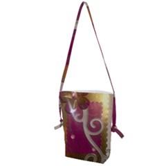 Purple Flower With Shine Folding Shoulder Bag