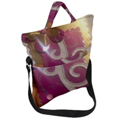 Purple Flower With Shine Fold Over Handle Tote Bag by DeneWestUK