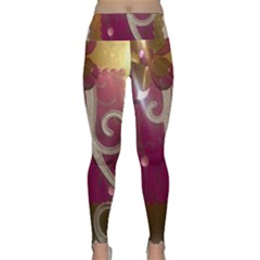 Purple Flower With Shine Lightweight Velour Classic Yoga Leggings by DeneWestUK