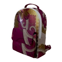 Purple Flower With Shine Flap Pocket Backpack (large)