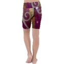 Purple Flower with Shine Kids  Lightweight Velour Cropped Yoga Leggings View4