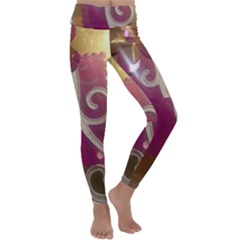 Purple Flower With Shine Kids  Lightweight Velour Classic Yoga Leggings