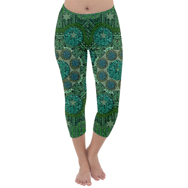 Stars Shining Over The Brightest Star In Lucky Starshine Capri Winter Leggings 