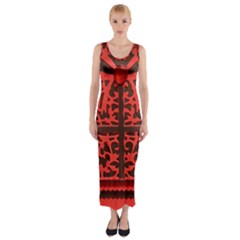 Red Present Fitted Maxi Dress by DeneWestUK