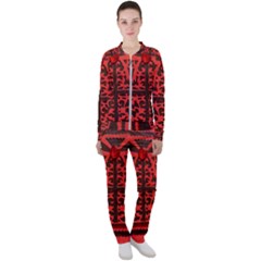 Red Present Casual Jacket And Pants Set