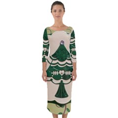 Oh Christmas Tree Quarter Sleeve Midi Bodycon Dress