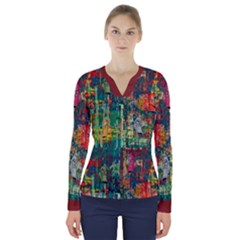 Art Of Lamassu V-neck Long Sleeve Top by DoniainArt