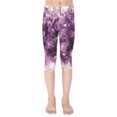 Amethyst Purple Violet Geode Slice Kids  Capri Leggings  by genx