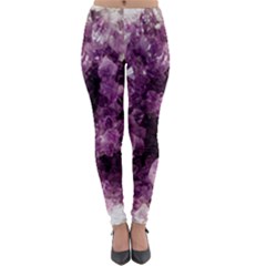 Amethyst Purple Violet Geode Slice Lightweight Velour Leggings by genx