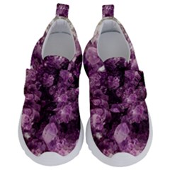 Amethyst Purple Violet Geode Slice Kids  Velcro No Lace Shoes by genx