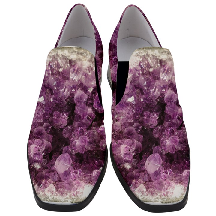 Amethyst purple violet Geode Slice Slip On Heel Loafers