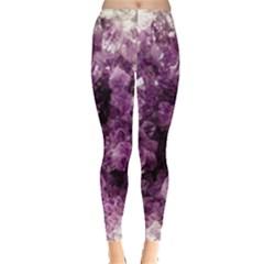 Amethyst Purple Violet Geode Slice Leggings  by genx