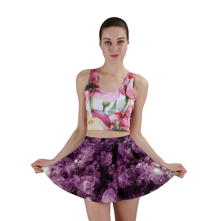 Amethyst purple violet Geode Slice Mini Skirt