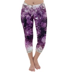 Amethyst Purple Violet Geode Slice Capri Winter Leggings  by genx