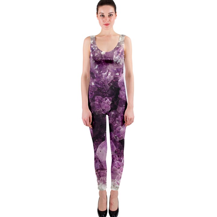 Amethyst purple violet Geode Slice One Piece Catsuit