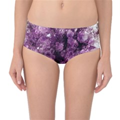 Amethyst Purple Violet Geode Slice Mid-waist Bikini Bottoms by genx