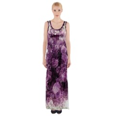 Amethyst Purple Violet Geode Slice Maxi Thigh Split Dress by genx