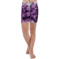 Amethyst Purple Violet Geode Slice Kids  Lightweight Velour Capri Yoga Leggings