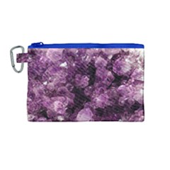 Amethyst Purple Violet Geode Slice Canvas Cosmetic Bag (medium) by genx